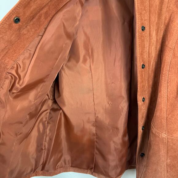 Coldwater Creek Women Suede Leather Jacket Size LP Snap Front Boho Western Indie - Picture 3 of 8